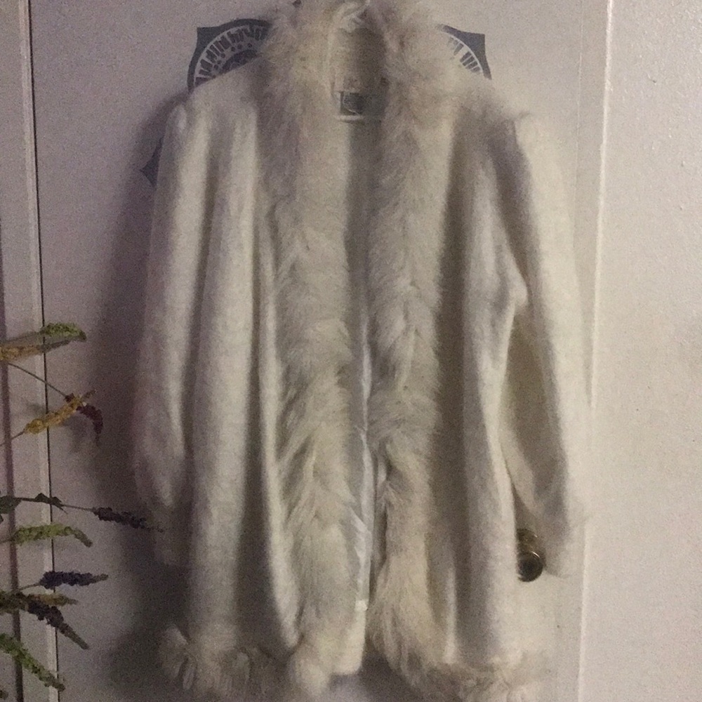 White Angora opened jacket